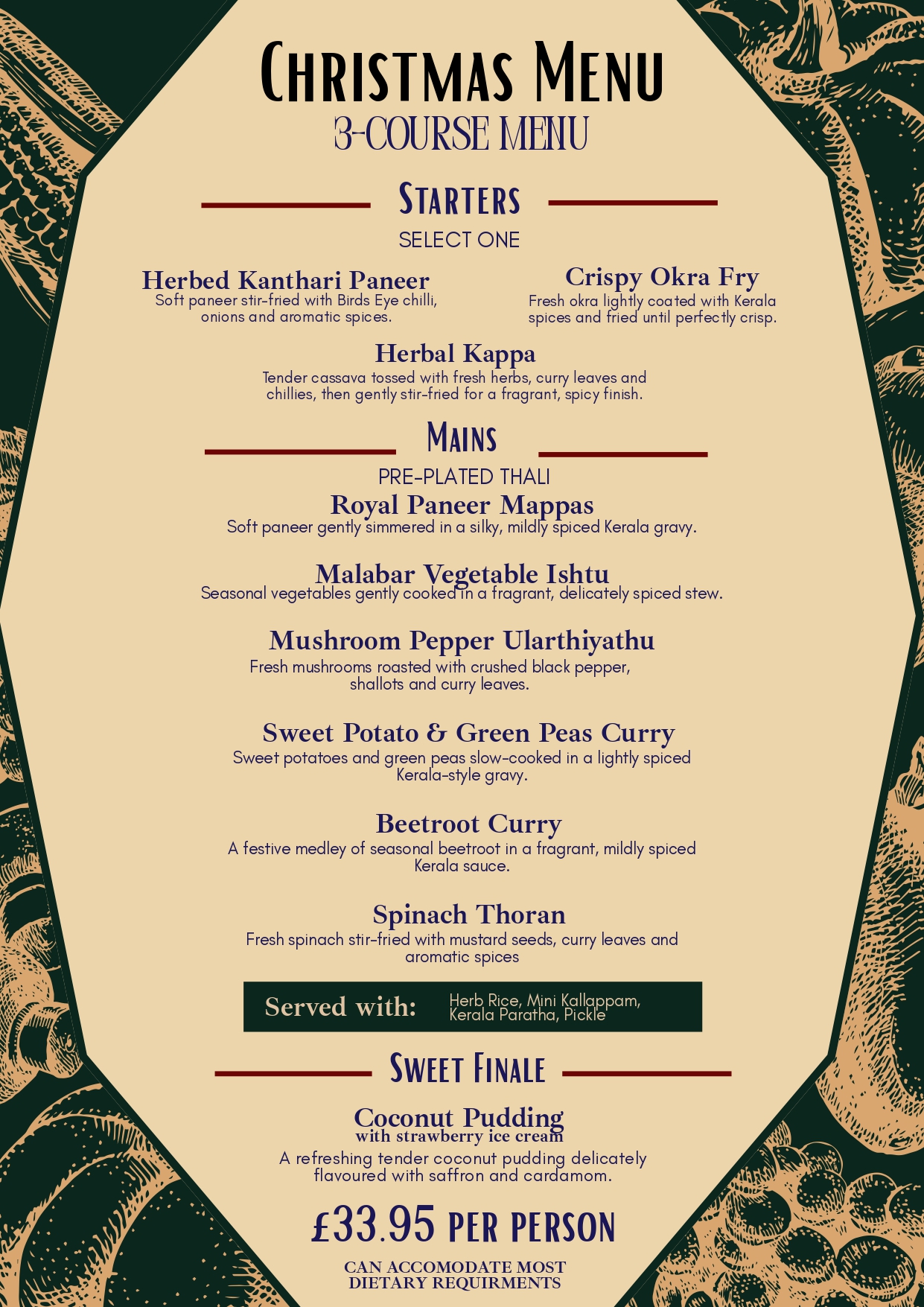 New Christmas Menu available